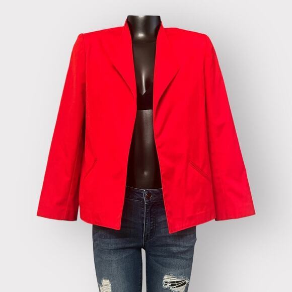 VINTAGE 70s 80s NEW Blazer Womens sz 12 Red Pockets Career Jacket Valentines Day - Picture 1 of 12